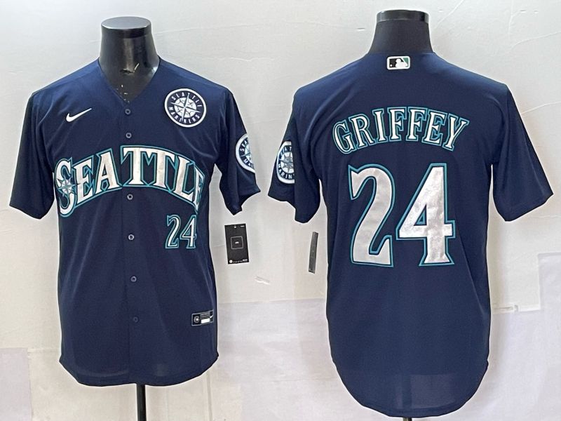 Men 2025 Seattle Mariners #24 Griffey blue Nike MLB Jersey style 063->milwaukee brewers->MLB Jersey